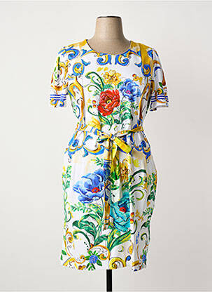 Rochie midi imprimeu floral mâneci scurte albastru DOLCEZZA femme