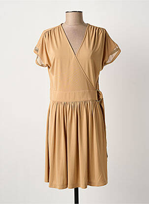 Rochie midi țesătură crep mâneci scurte maro ANANKE femme