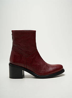 Botine/ghete material neted toc de 4 la 6 cm roșu REGARD femeie