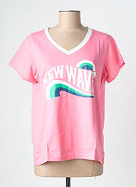 Tricou croială dreaptă mâneci scurte roz NINE TEES femme