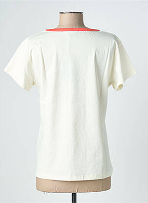 Tricou serigrafie flockată mâneci scurte alb NINE TEES femeie