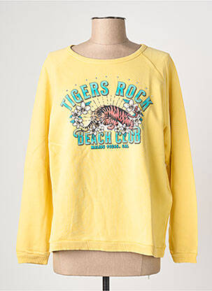 Hanorac serigrafie flockată mâneci lungi galben NINE TEES femme