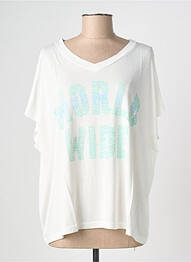 Top imprimeu fantezie mâneci scurte alb NINE TEES femme