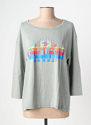 Tricou mâneci 3/4 mâneci 3/4 verde NINE TEES femeie
