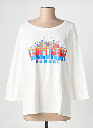Tricou mâneci 3/4 mâneci 3/4 alb NINE TEES femeie