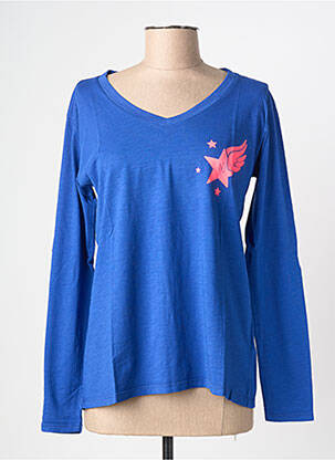 Tricou mâneci lungi mâneci lungi albastru NINE TEES femeie