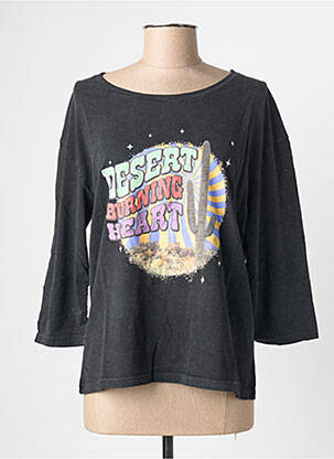 Tricou mâneci 3/4 mâneci 3/4 negru NINE TEES femeie