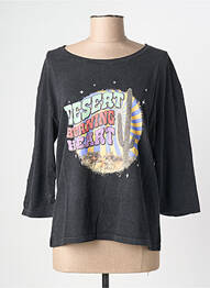 Tricou mâneci 3/4 mâneci 3/4 negru NINE TEES femme
