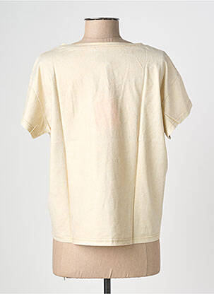 Tricou serigrafie flockată mâneci scurte galben NINE TEES femeie