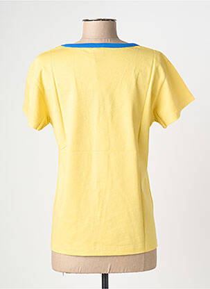 Tricou serigrafie flockată mâneci scurte galben NINE TEES femeie