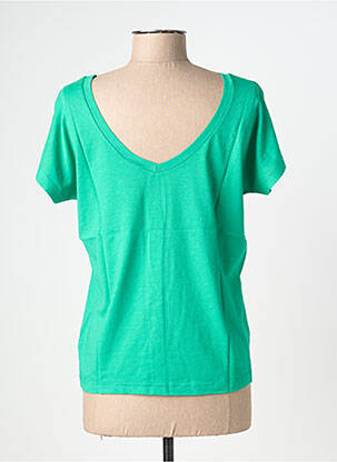 Tricou serigrafie flockată mâneci scurte verde NINE TEES femeie