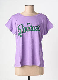 Tricou serigrafie flockată mâneci scurte violet NINE TEES femeie