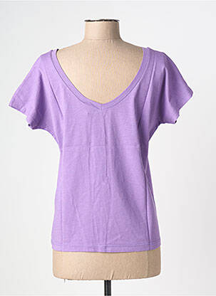 Tricou serigrafie flockată mâneci scurte violet NINE TEES femeie