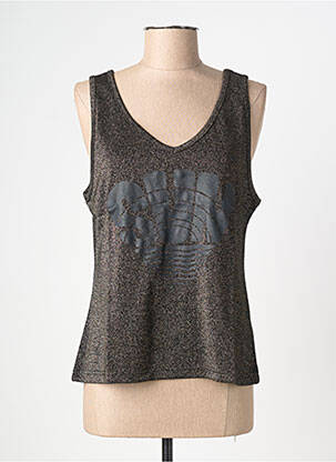 Maiou guler în v fără mâneci negru NINE TEES femme