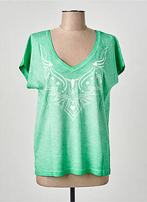 Tricou croială dreaptă mâneci scurte verde NINE TEES femeie