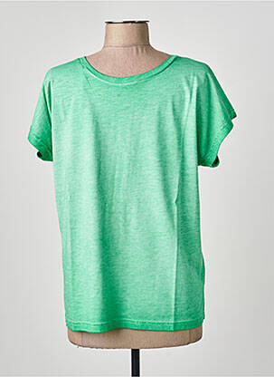 Tricou croială dreaptă mâneci scurte verde NINE TEES femeie