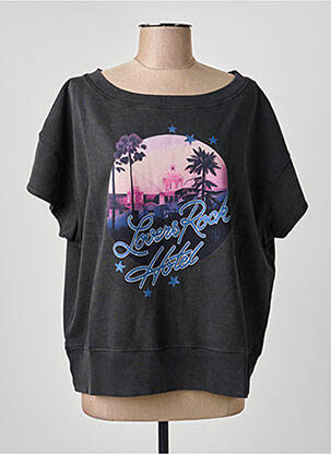 Hanorac plasă semi-opacă mâneci scurte negru NINE TEES femme