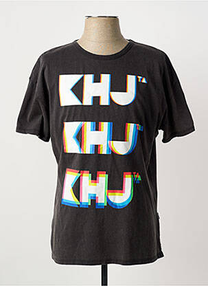 Tricou croială dreaptă mâneci scurte gri KHUJO bărbat