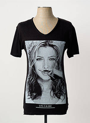 Tricou croială cambrată mâneci scurte negru ELEVEN PARIS bărbat