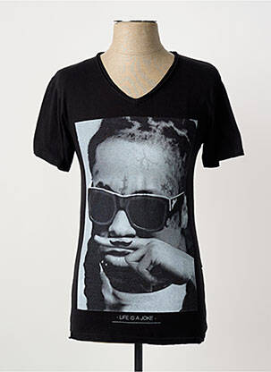 Tricou croială cambrată mâneci scurte negru ELEVEN PARIS bărbat