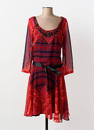Rochie midi mâneci 3/4 mâneci 3/4 roșu DESIGUAL femeie