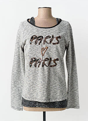 Hanorac plasă semi-opacă mâneci lungi gri MAISON SCOTCH femeie
