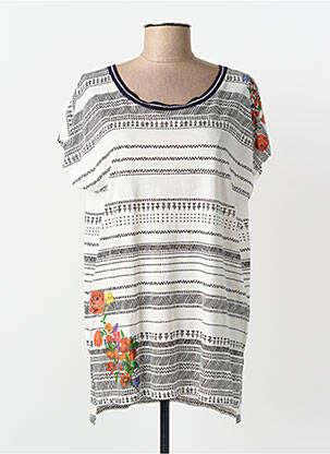 Tricou croială dreaptă mâneci scurte alb DESIGUAL femeie