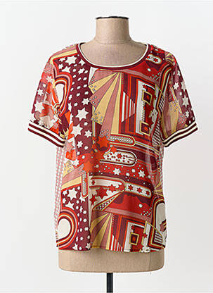 Top țesătură crep mâneci scurte roșu SCOTCH & SODA femeie