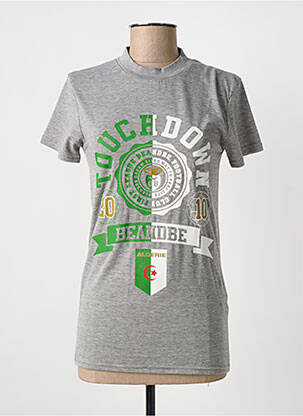 Tricou serigrafie mâneci scurte gri BE AND BE femeie