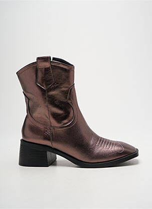 Botine/ghete material neted toc de 4 la 6 cm maro POEMA femeie