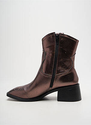 Botine/ghete material neted toc de 4 la 6 cm maro POEMA femeie