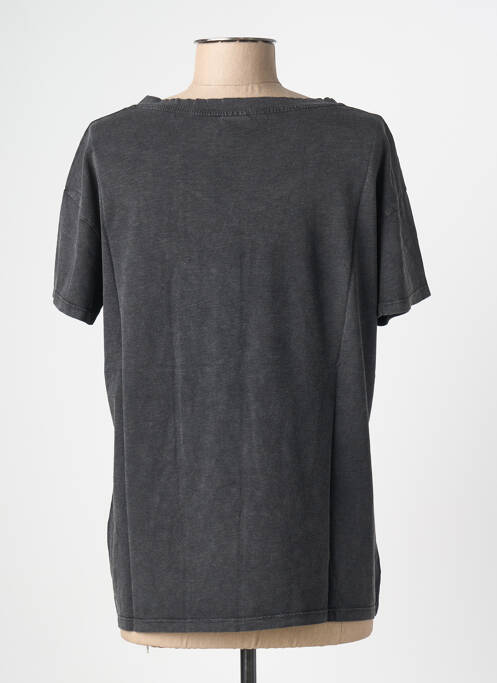 Tricou serigrafie flockată mâneci scurte negru NINE TEES femme