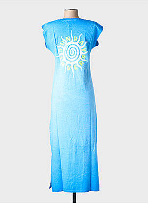 Rochie lungă mâneci scurte mâneci scurte albastru NINE TEES femeie