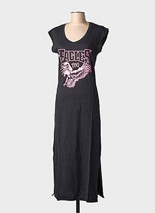 Rochie lungă mâneci scurte mâneci scurte negru NINE TEES femeie