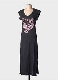 Rochie lungă mâneci scurte mâneci scurte negru NINE TEES femme