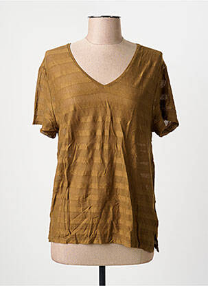 Top elasticitate mâneci scurte maro IKKS femme