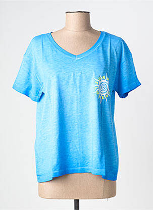 Tricou croială dreaptă mâneci scurte albastru NINE TEES femeie