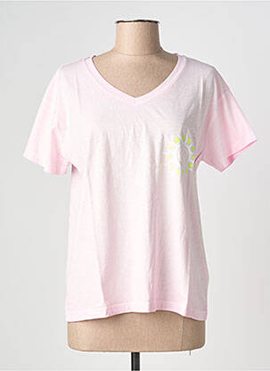 Tricou croială dreaptă mâneci scurte roz NINE TEES femeie