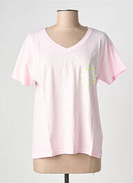 Tricou croială dreaptă mâneci scurte roz NINE TEES femme