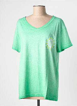 Tricou croială dreaptă mâneci scurte verde NINE TEES femeie