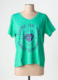 Tricou guler în v mâneci scurte verde NINE TEES femme