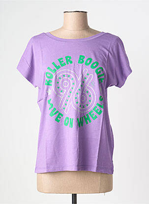 Tricou serigrafie mâneci scurte violet NINE TEES femeie