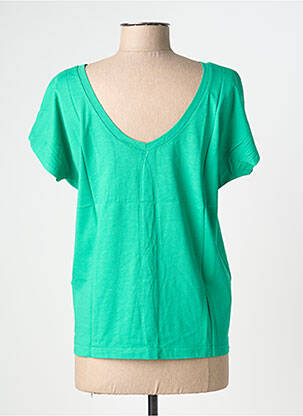 Tricou serigrafie flockată mâneci scurte verde NINE TEES femeie