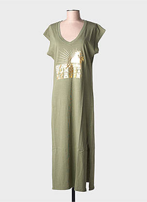 Rochie lungă mâneci scurte mâneci scurte verde NINE TEES femeie