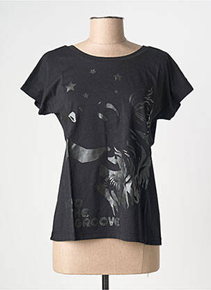 Tricou elasticitate mâneci scurte negru NINE TEES femeie