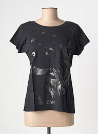 Tricou elasticitate mâneci scurte negru NINE TEES femme