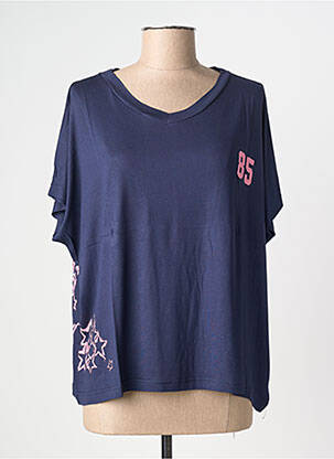 Tricou croială dreaptă mâneci scurte albastru NINE TEES femeie