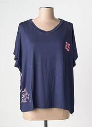 Tricou croială dreaptă mâneci scurte albastru NINE TEES femme