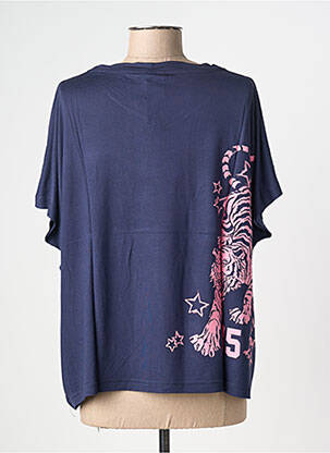 Tricou croială dreaptă mâneci scurte albastru NINE TEES femeie