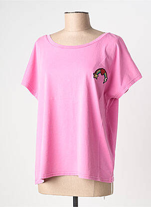 Tricou mâneci lungi mâneci lungi roz NINE TEES femeie